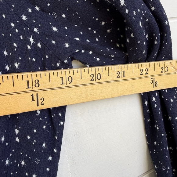Rails Jasmine Navy Nova Star Print Smocked Waist V Neck Mini Dress MEDIUM - Picture 11 of 12